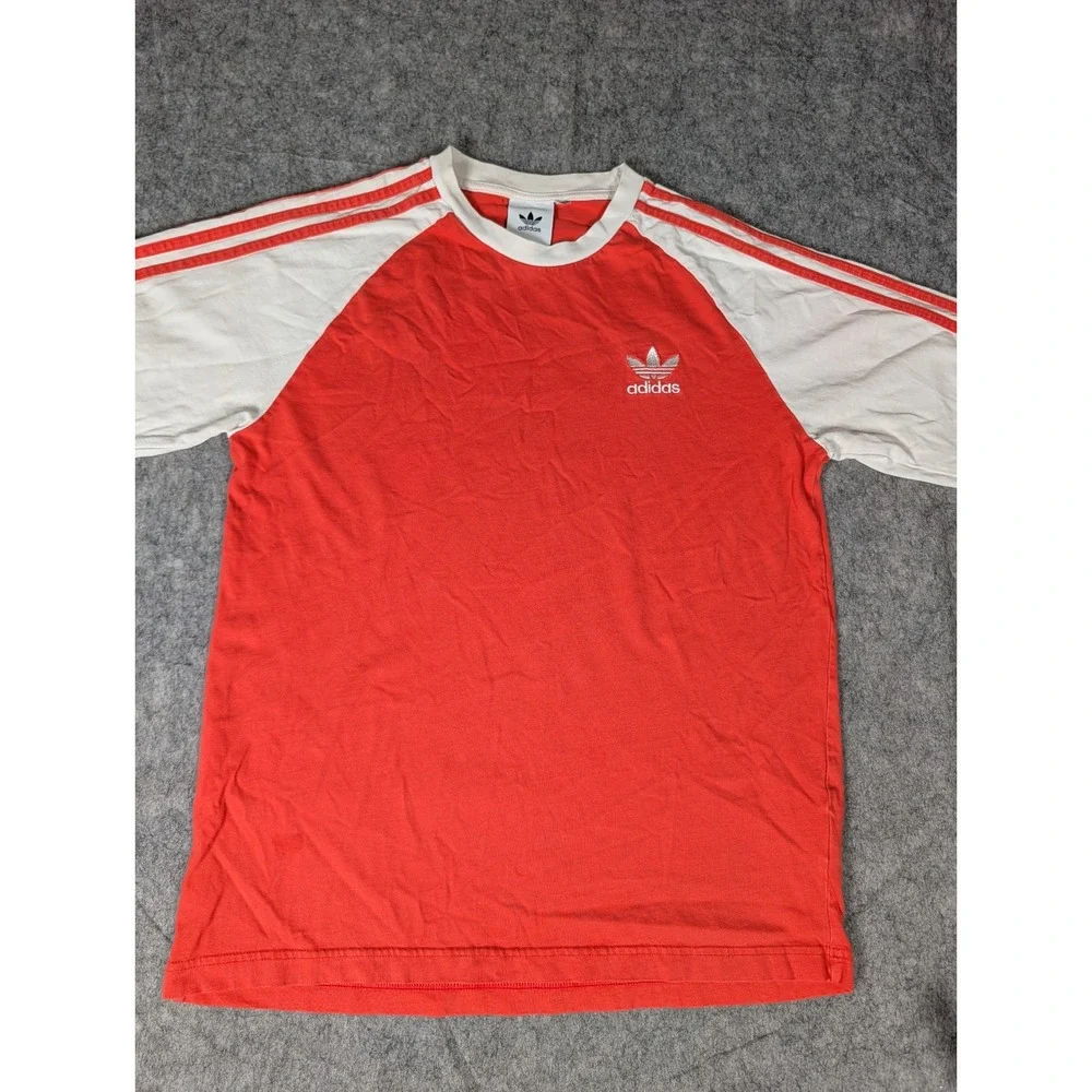 Adidas Originals Mens Long Sleeve Raglan 3-Stripes Trefoil Shirt Red White M